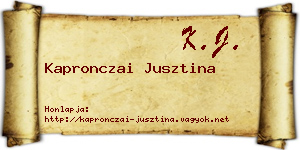 Kapronczai Jusztina névjegykártya